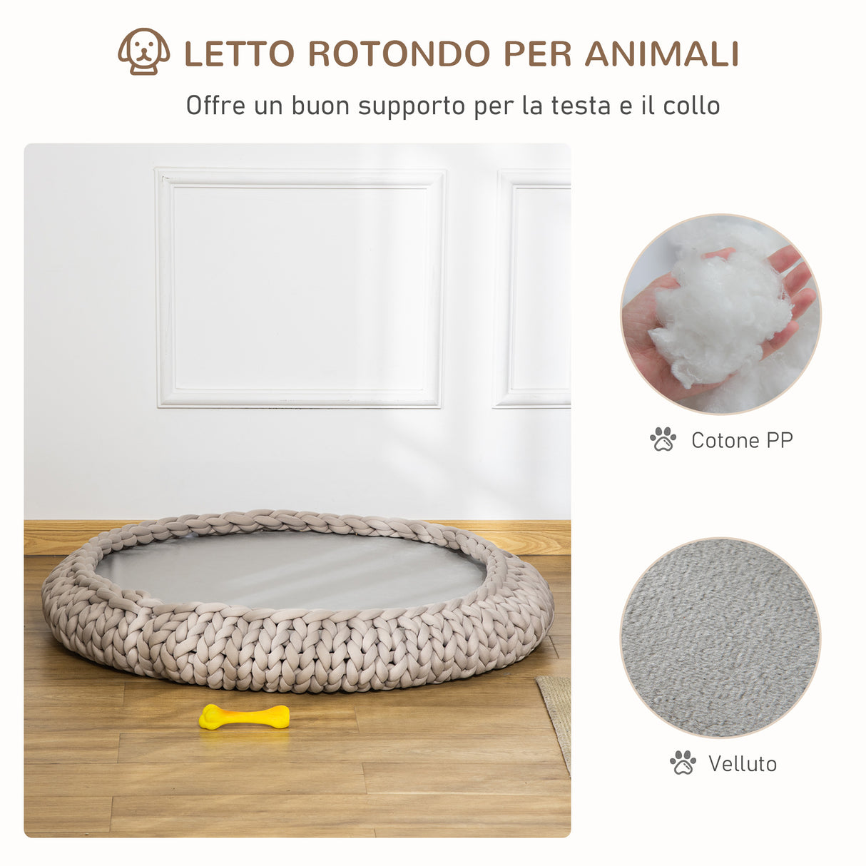 easycomfort easycomfort cuccia per cani e gatti rotonda con bordi rialzati e cuscino lettino per cani imbottito effetto velluto 93x15cm grigia