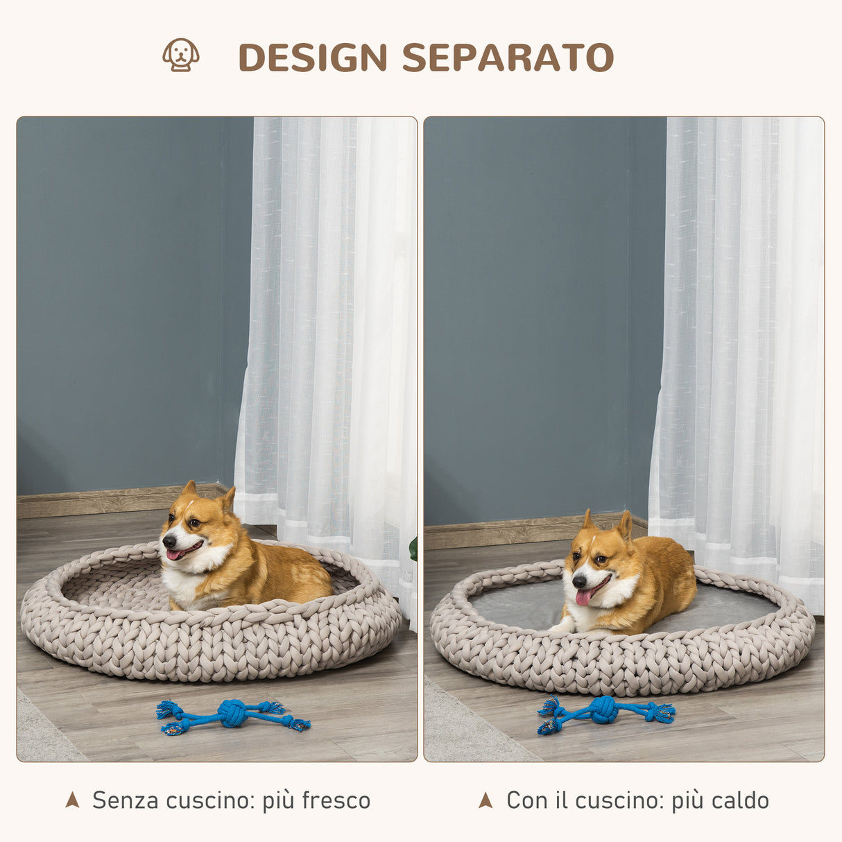 easycomfort easycomfort cuccia per cani e gatti rotonda con bordi rialzati e cuscino lettino per cani imbottito effetto velluto 93x15cm grigia