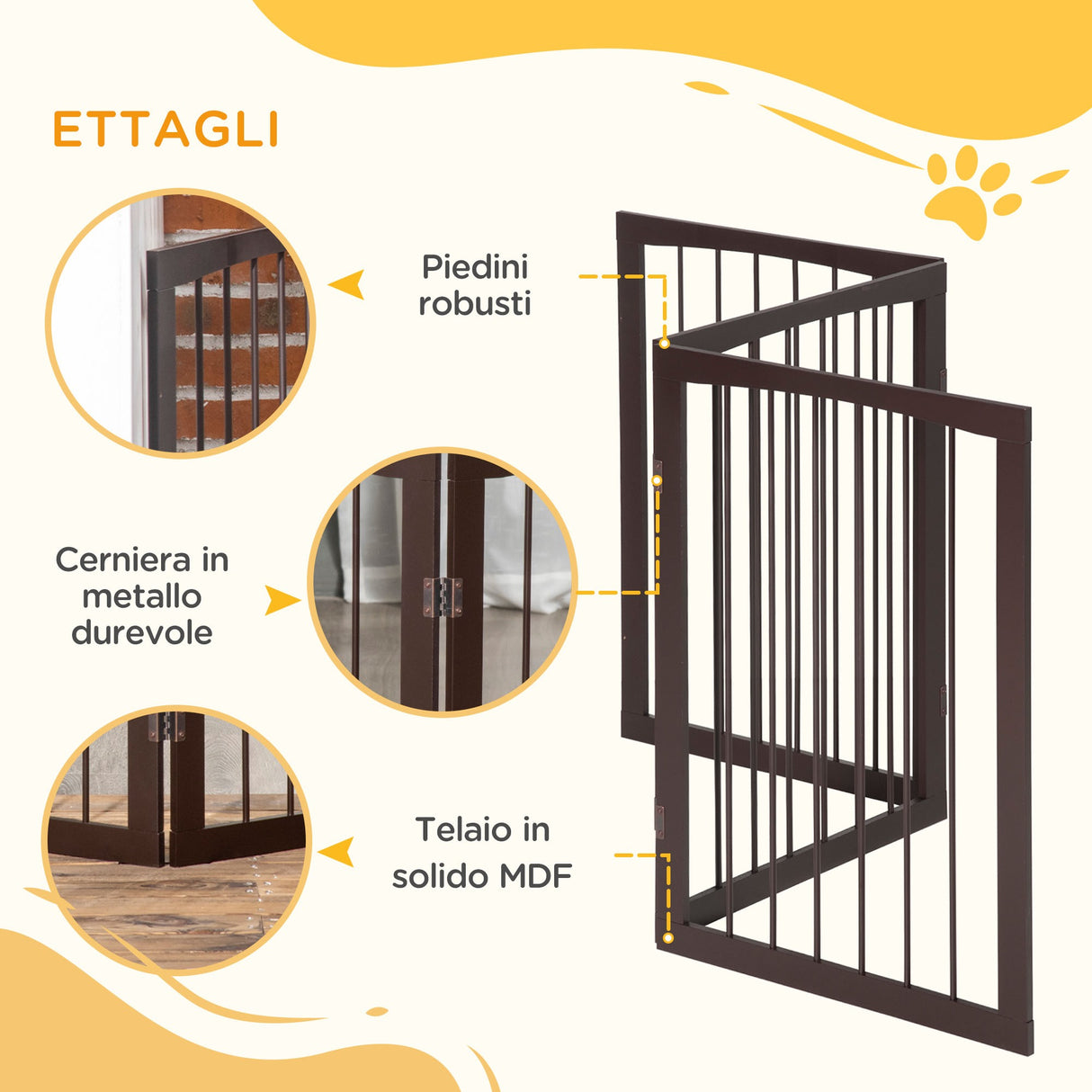 easycomfort easycomfort cancellino per cani e animali domestici a 3 sezioni divisorio di sicurezza pieghevole 160x1.2x76cm ean 8054111847216