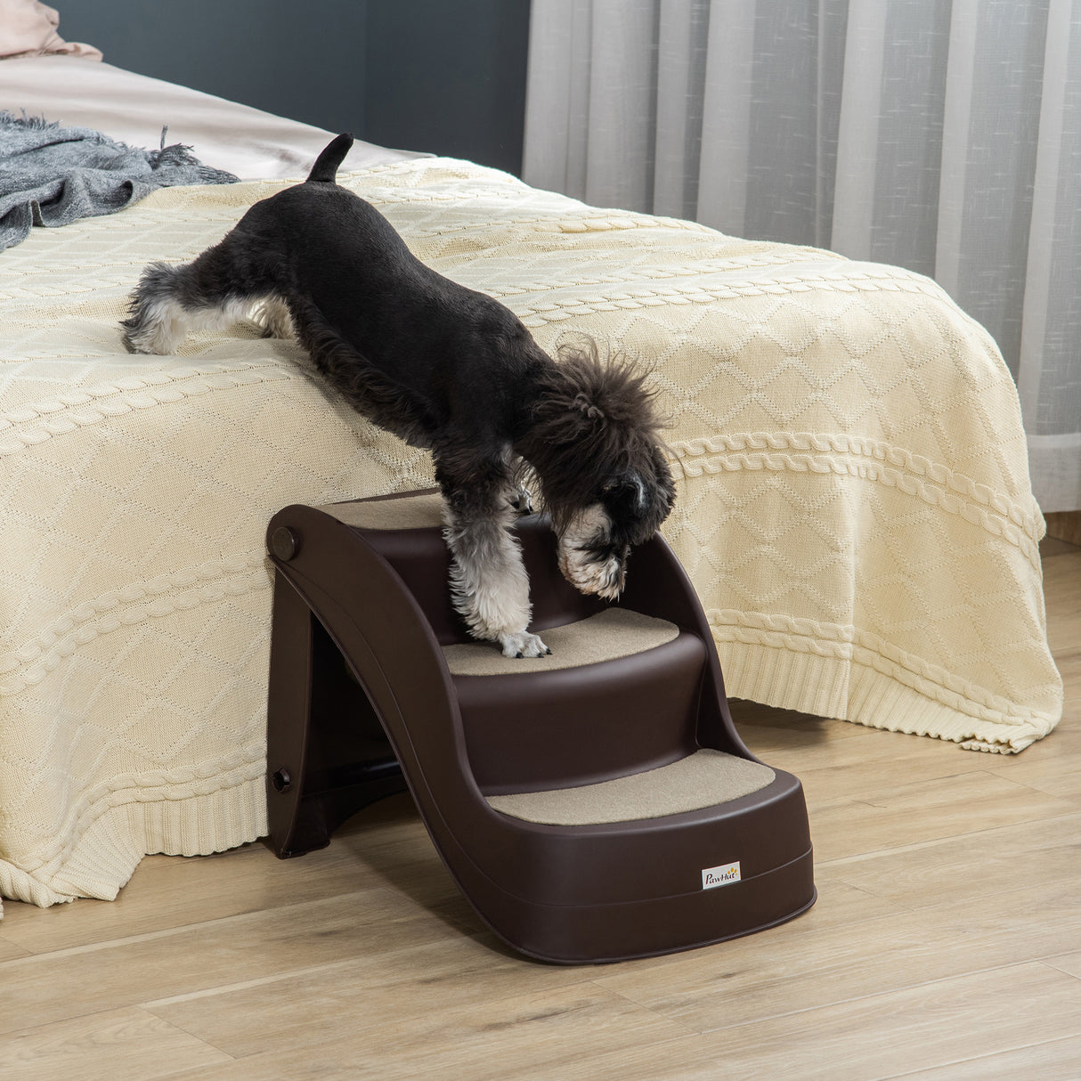 easycomfort easycomfort scaletta per cani pieghevole con 3 gradini antiscivolo in pp 493838cm marrone