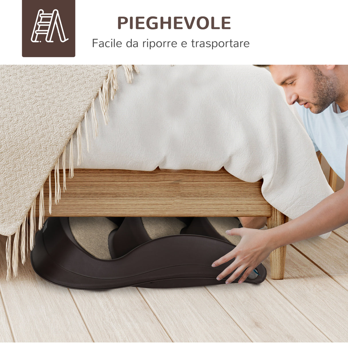 easycomfort easycomfort scaletta per cani pieghevole con 3 gradini antiscivolo in pp 493838cm marrone