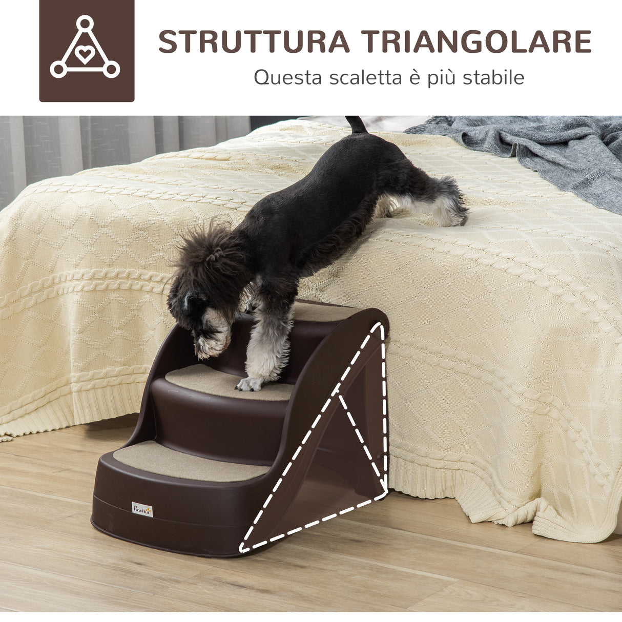 easycomfort easycomfort scaletta per cani pieghevole con 3 gradini antiscivolo in pp 493838cm marrone