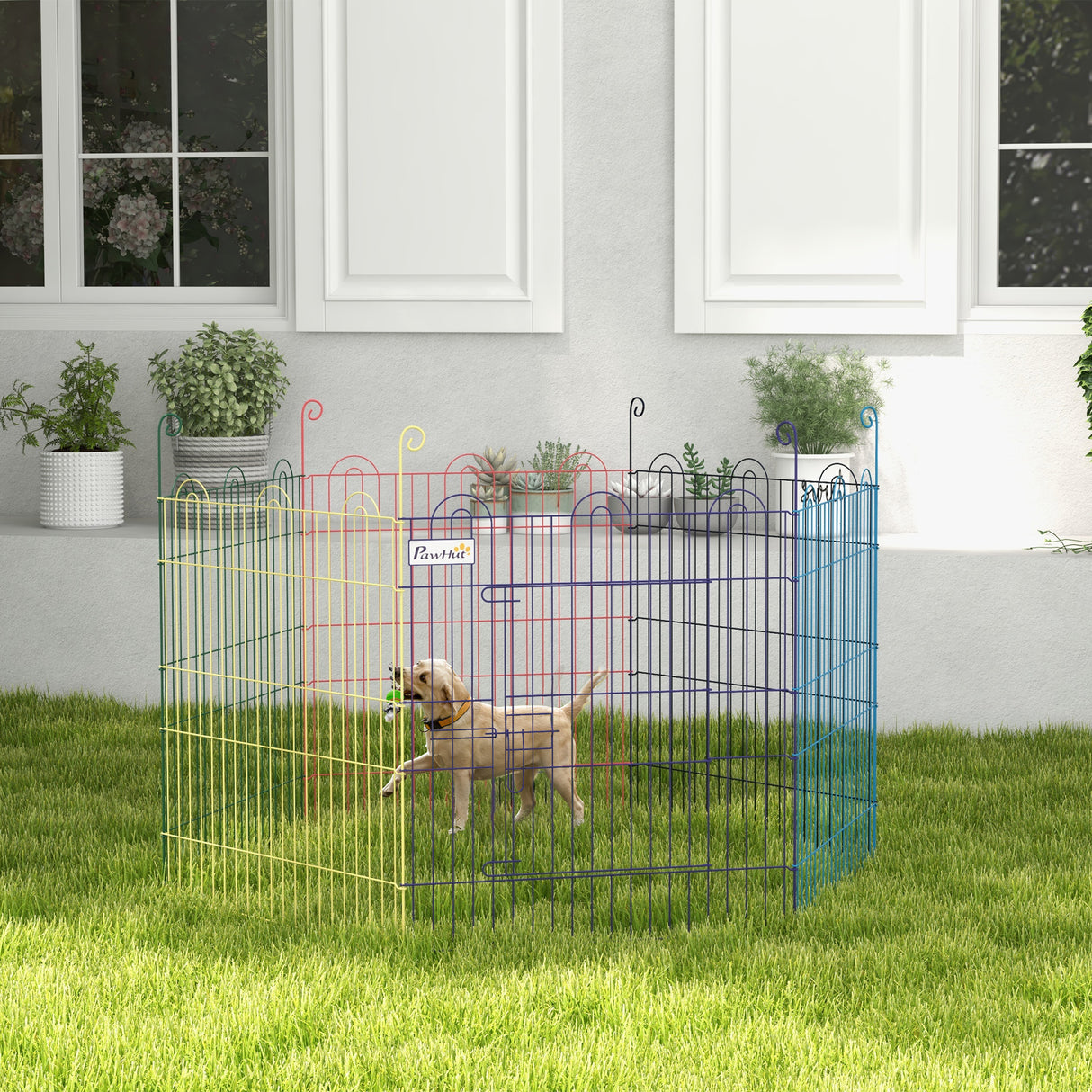 easycomfort easycomfort cancellino per cani a 6 pannelli in metallo con chiusura a scatto 120x60 cm multicolore