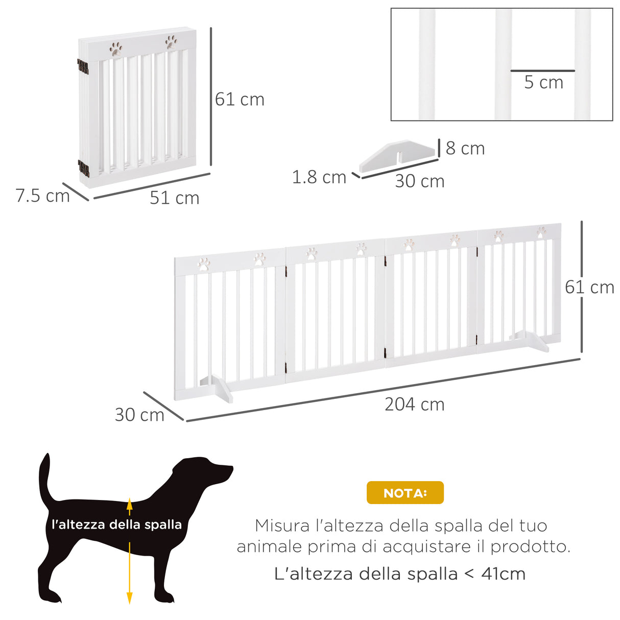 easycomfort easycomfort cancellino per cani pieghevole e estensibile a 4 sezioni cancelletto di sicurezza in legno di pino bianco