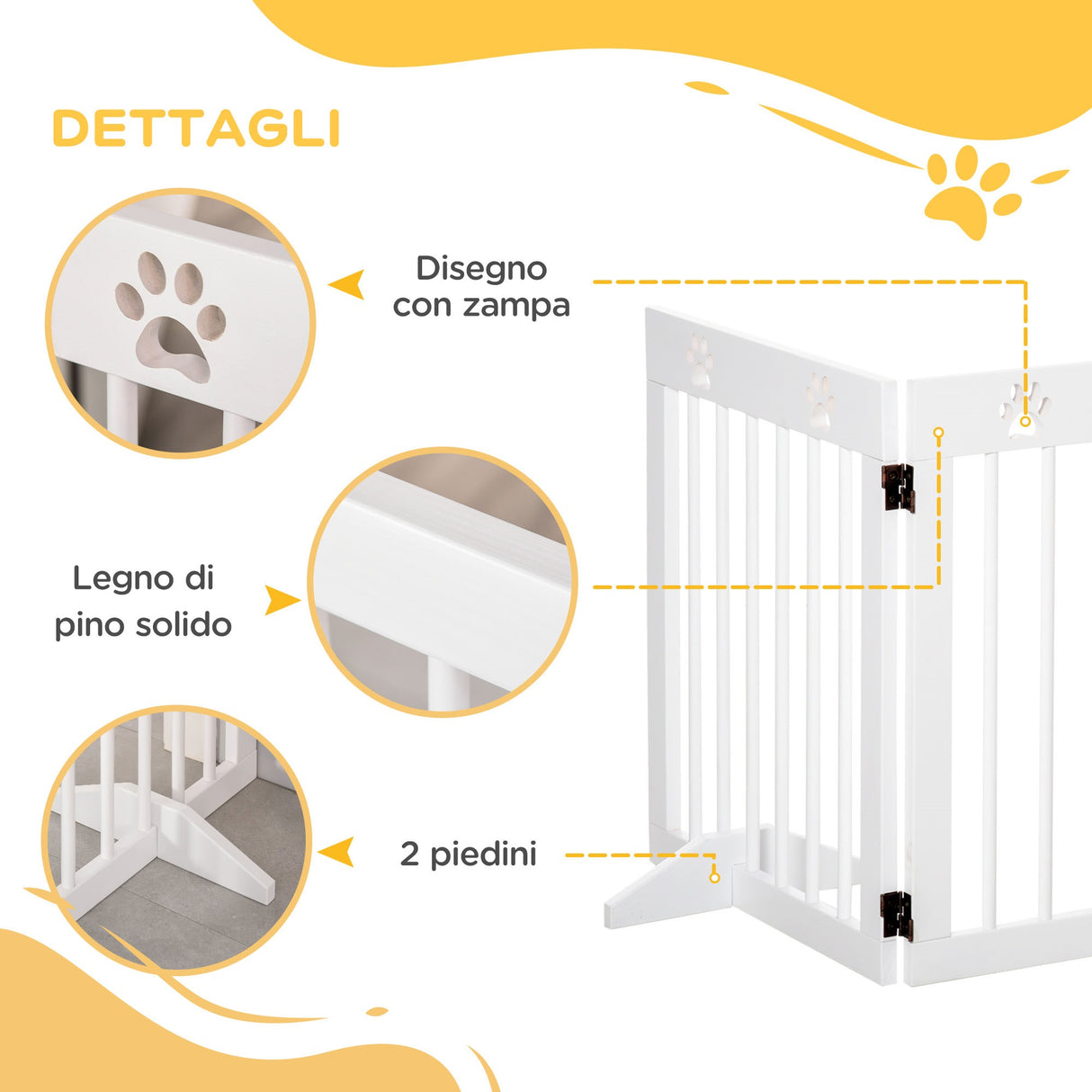 easycomfort easycomfort cancellino per cani pieghevole e estensibile a 4 sezioni cancelletto di sicurezza in legno di pino bianco