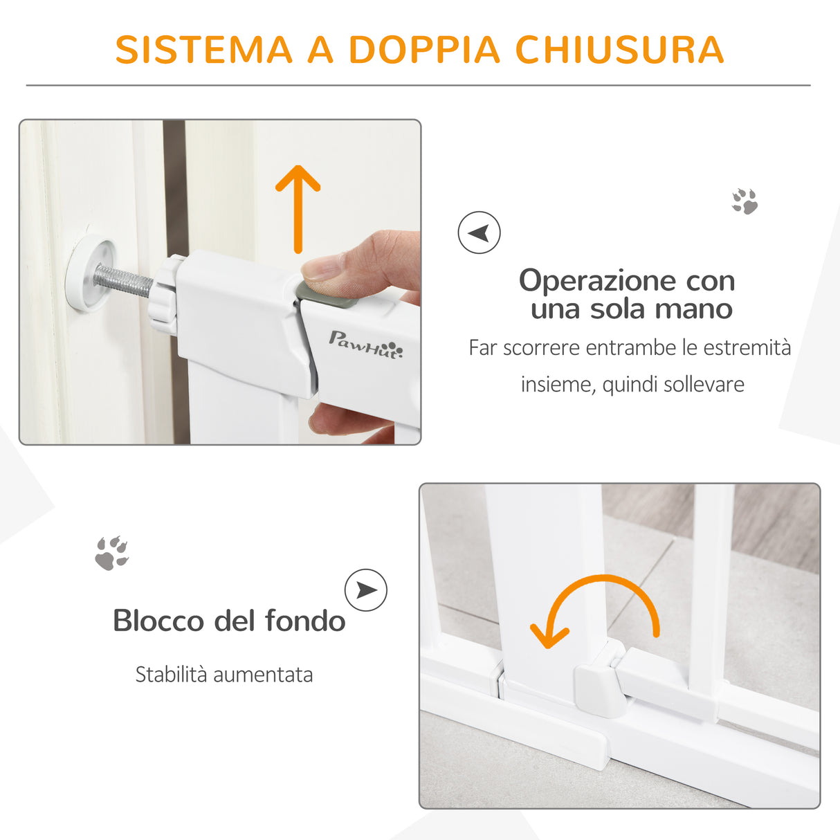 easycomfort easycomfort cancelletto per cani estensibile con porta a chiusura automatica in metallo e abs 75 131x76 cm bianco