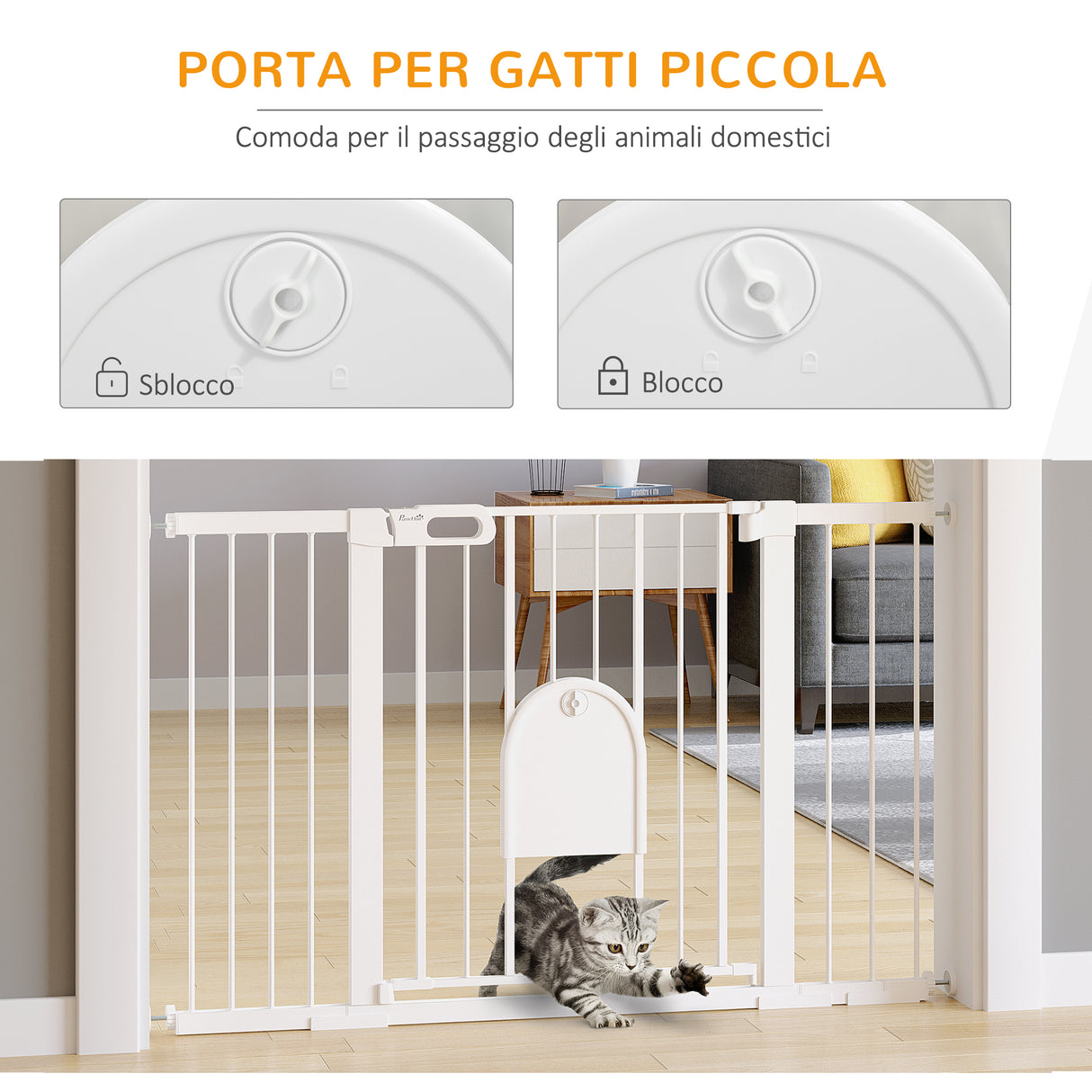 easycomfort easycomfort cancelletto per cani estensibile con porta a chiusura automatica in metallo e abs 75 131x76 cm bianco