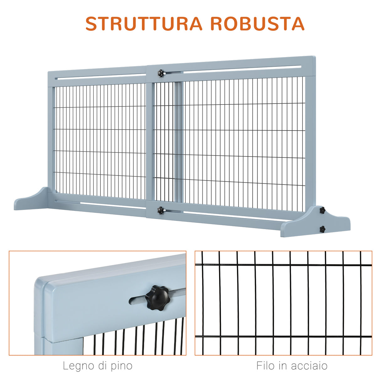 easycomfort easycomfort cancellino per cani estensibile da interno in legno e acciaio 104 183x36x69cm blu