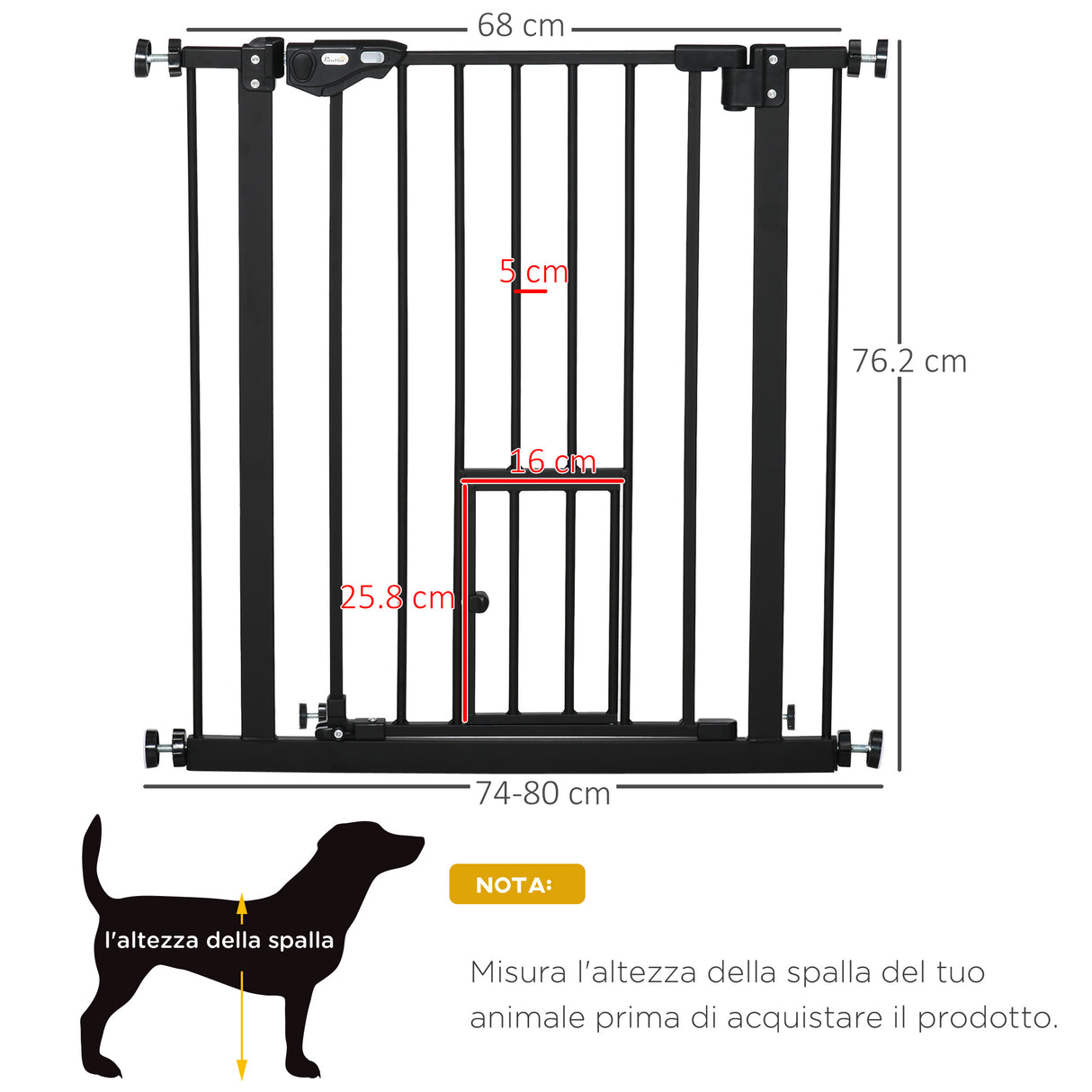 easycomfort easycomfort cancelletto per cani con fissaggio a pressione estensibile da 74 80cm con chiusura automatica nero