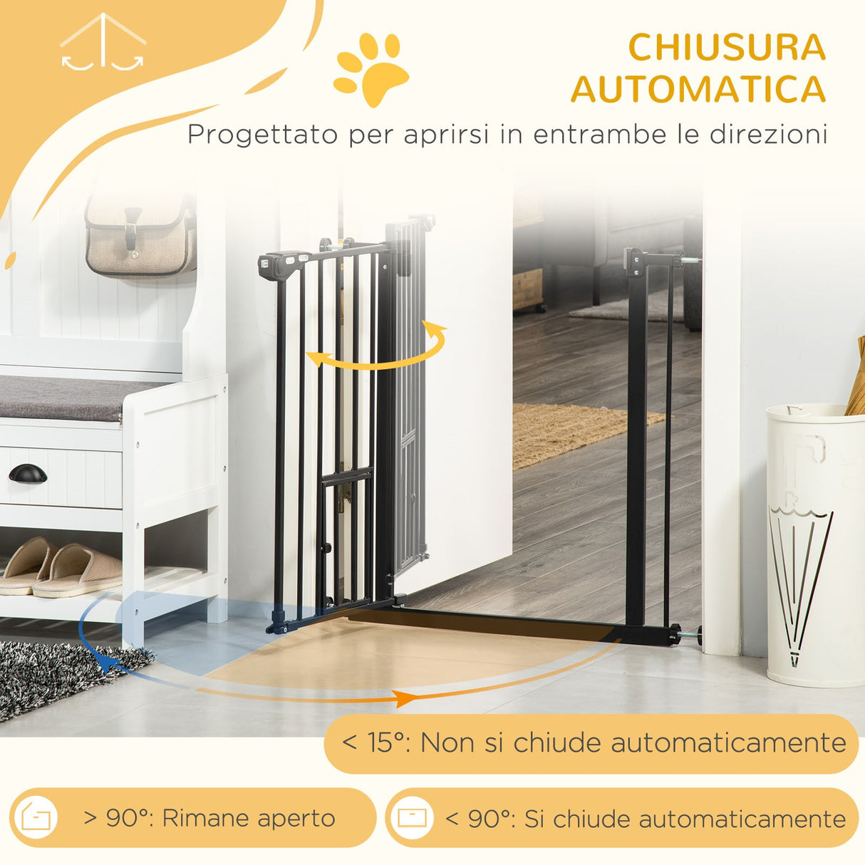 easycomfort easycomfort cancelletto per cani con fissaggio a pressione estensibile da 74 80cm con chiusura automatica nero