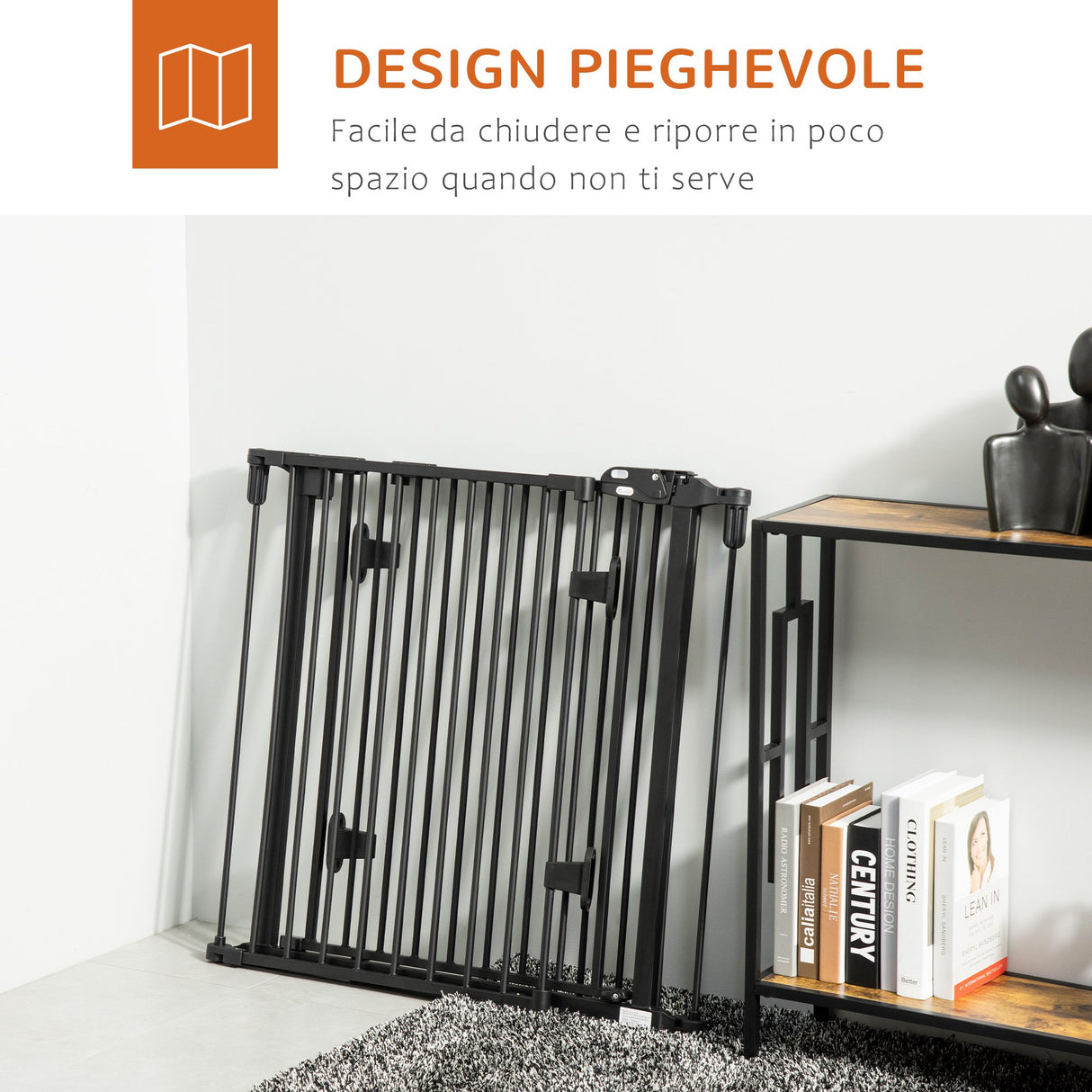easycomfort easycomfort cancelletto di sicurezza pieghevole e regolabile in acciaio barriera per cani con chiusura automatica e sistema di blocco nero