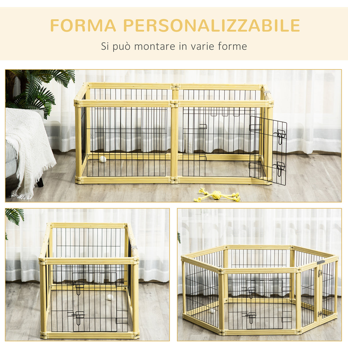 easycomfort easycomfort box per cani recinto per animali 6 pannelli con porta e doppi fermi 70x62cm