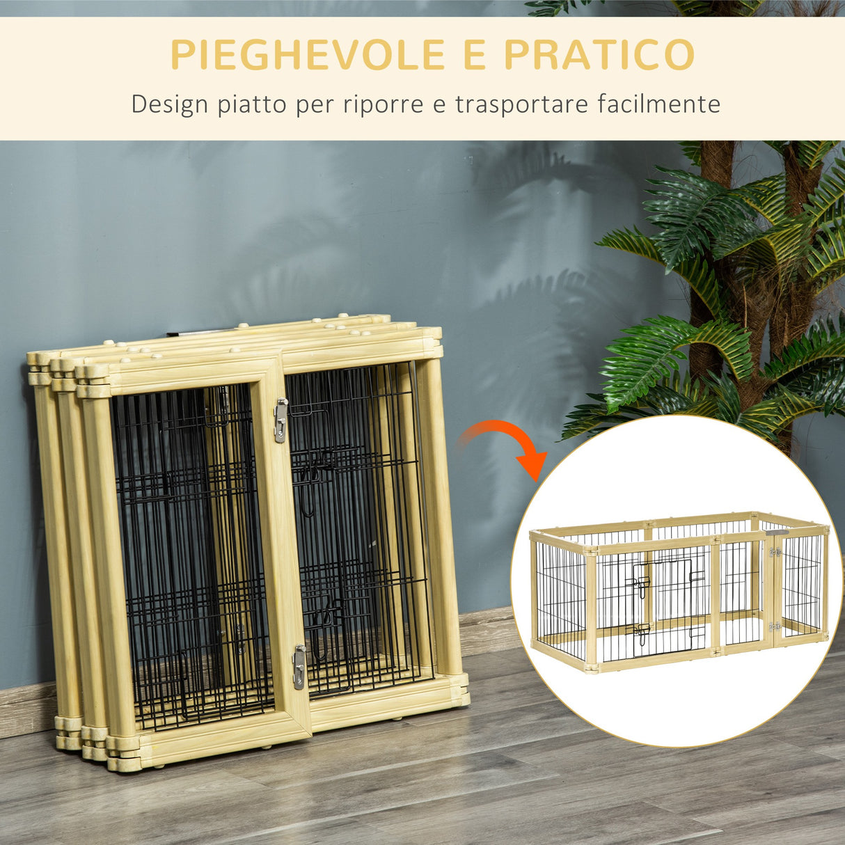 easycomfort easycomfort box per cani recinto per animali 6 pannelli con porta e doppi fermi 70x62cm