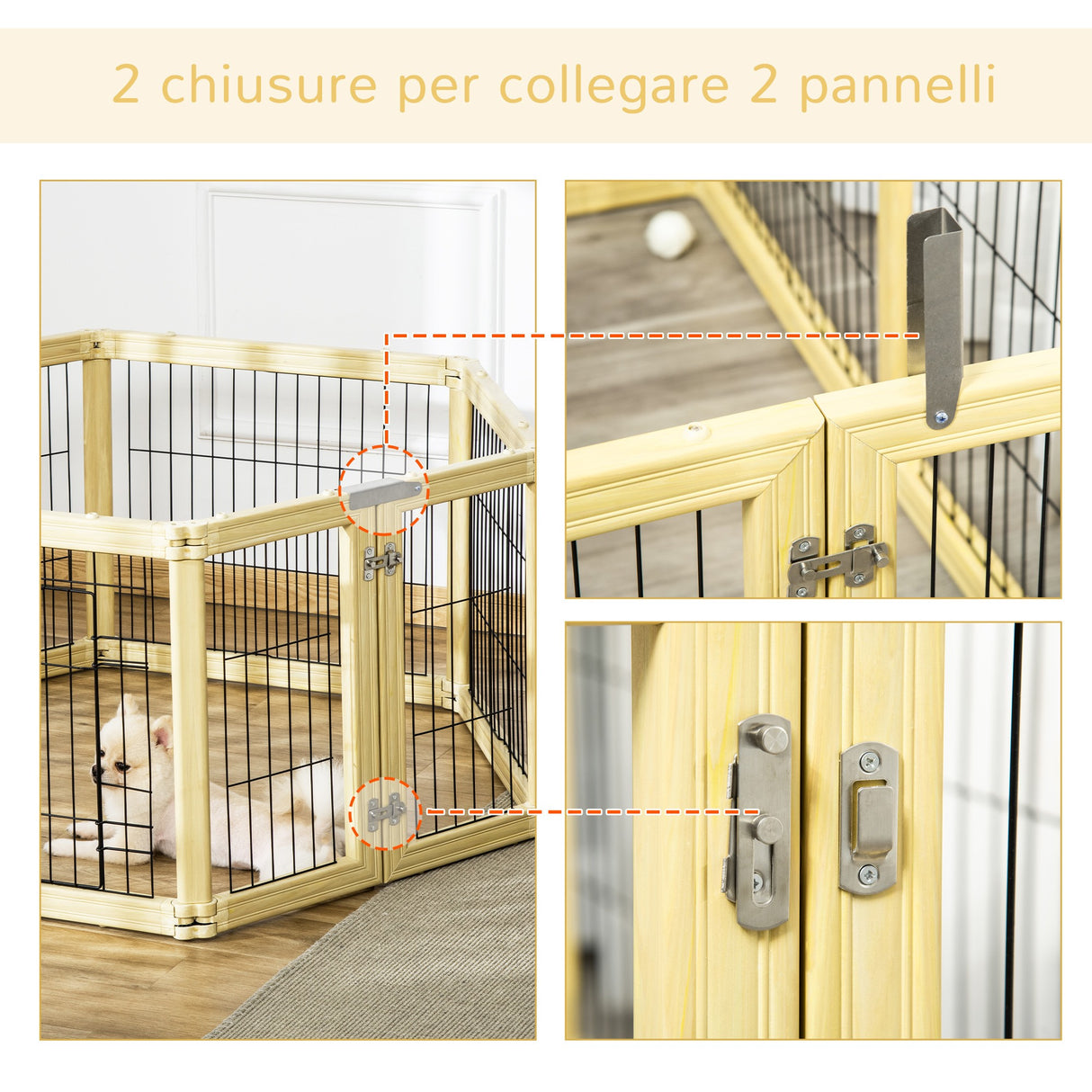 easycomfort easycomfort box per cani recinto per animali 6 pannelli con porta e doppi fermi 70x62cm