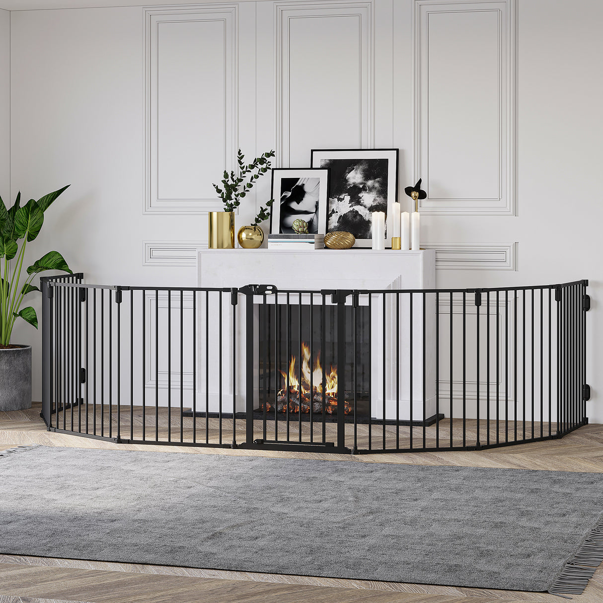 easycomfort easycomfort cancelletto di sicurezza pieghevole 8 sezioni cancellino barriera per cani in acciaio nero