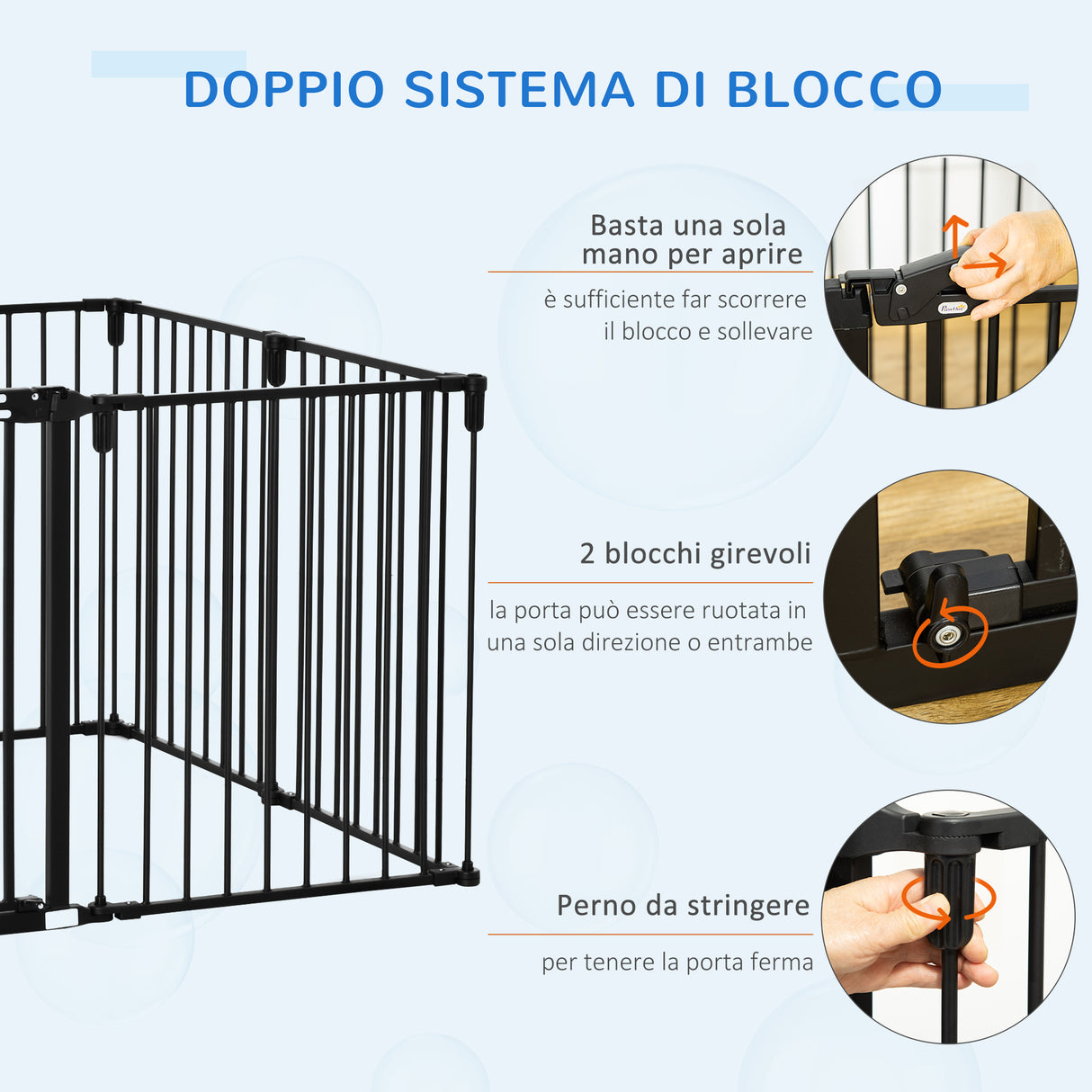 easycomfort easycomfort cancelletto di sicurezza pieghevole 8 sezioni cancellino barriera per cani in acciaio nero