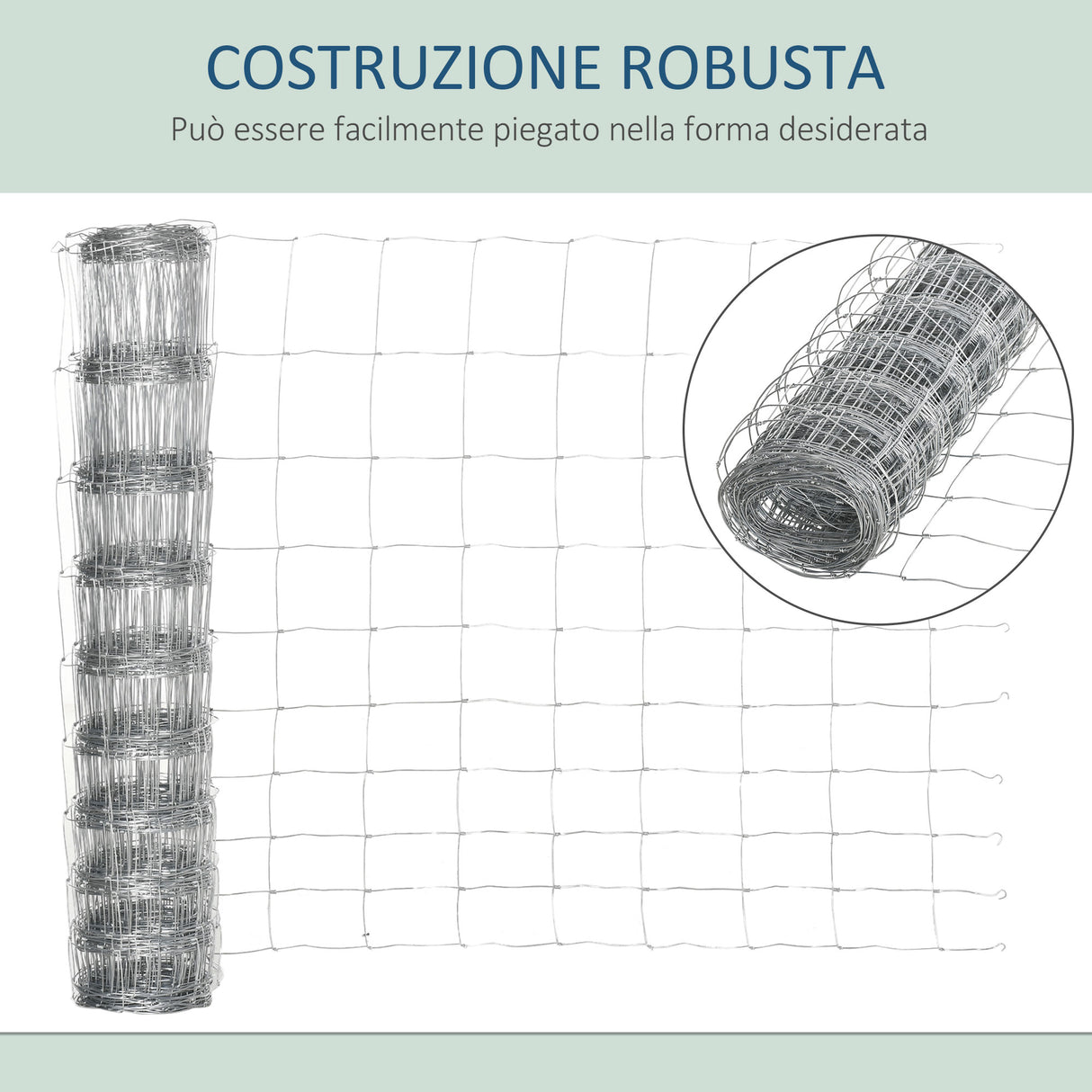 easycomfort easycomfort rotolo di rete per recinzione metallica zincata da 26.1m altezza 1.2m argento