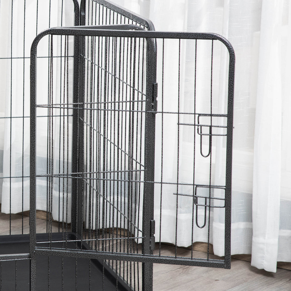 easycomfort easycomfort box per cani recinzione in metallo per animali con 4 pannelli porta con doppio blocco e vassoio sul fondo 125x78x80cm grigio