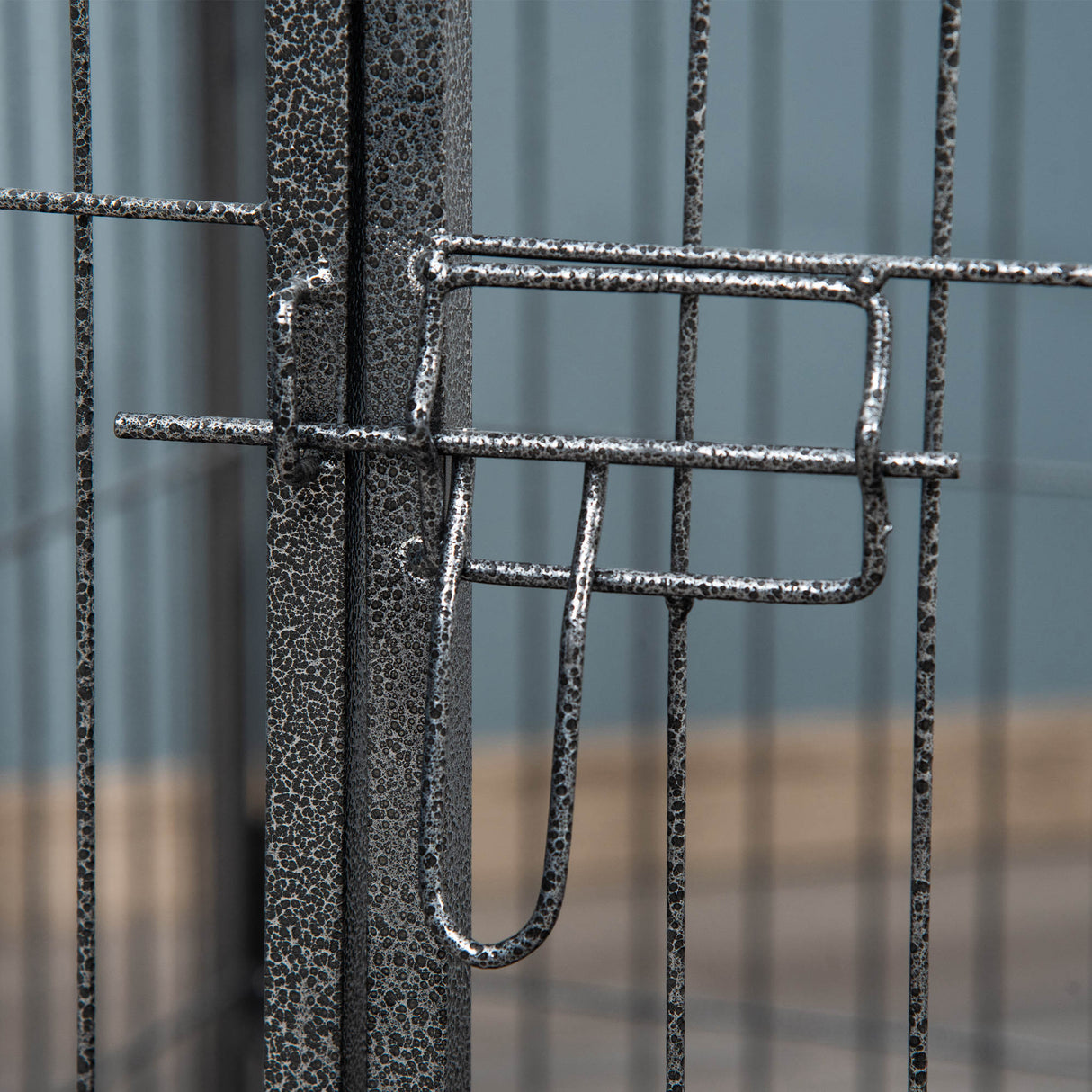 easycomfort easycomfort box per cani recinzione in metallo per animali con 4 pannelli porta con doppio blocco e vassoio sul fondo 125x78x80cm grigio