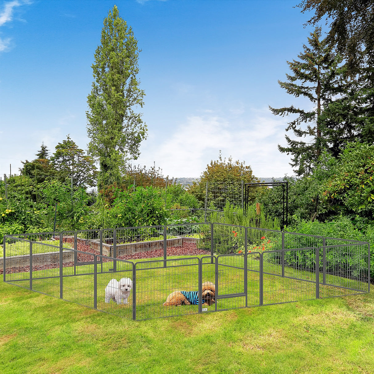 easycomfort easycomfort recinto per cani e animali domestici con 16 pannelli modulabili in acciaio e 2 ingressi 80x1.5x60cm nero