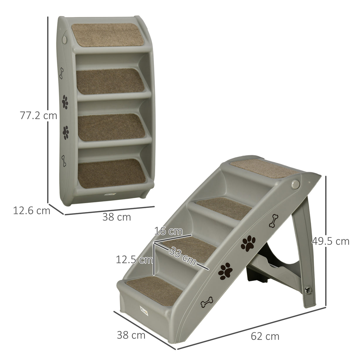 easycomfort easycomfort scaletta per cani pieghevole con 4 gradini antiscivolo animali fino 20kg grigio