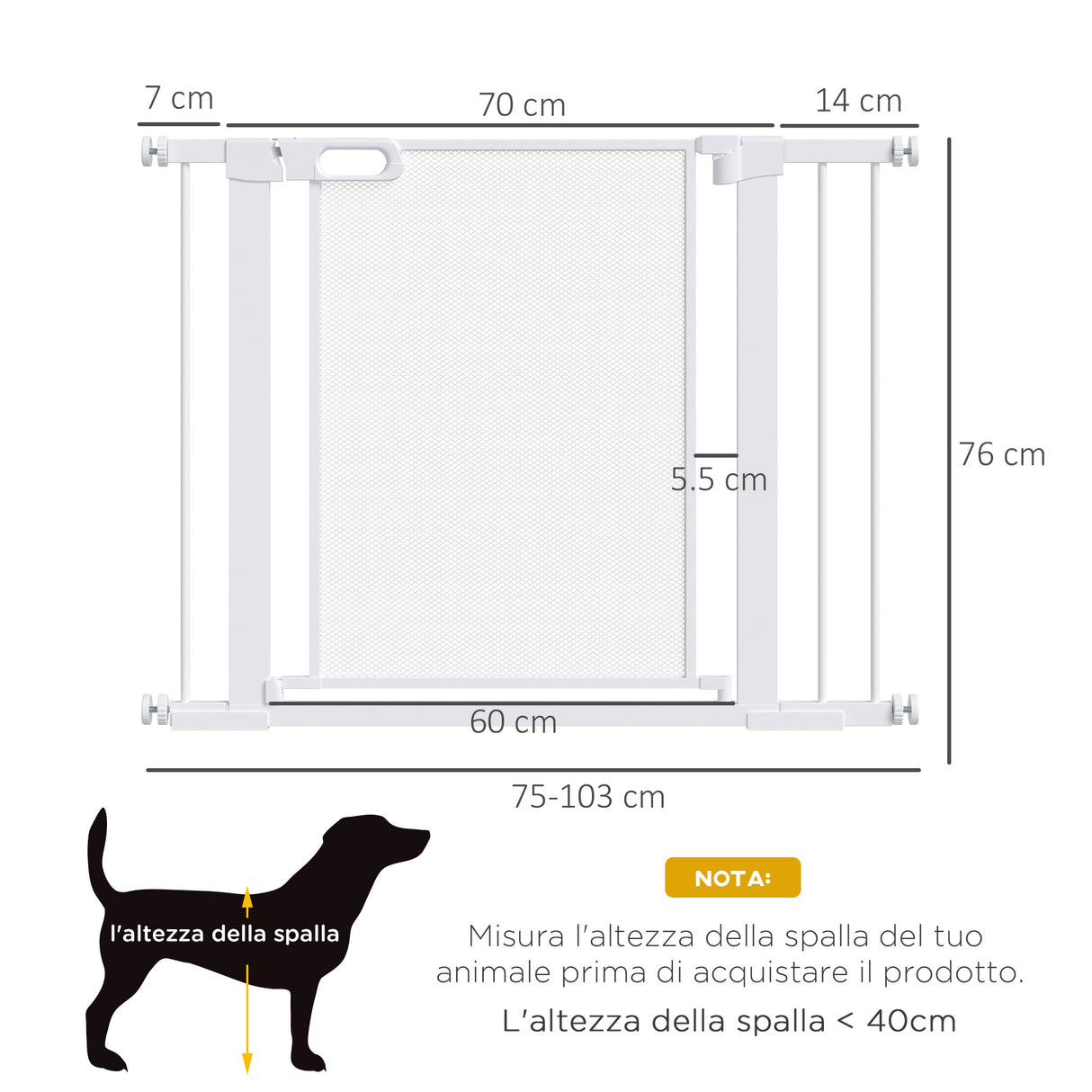 easycomfort easycomfort cancellino per cani estensibile a pressione con chiusura automatica per spazi da 75 103cm bianco