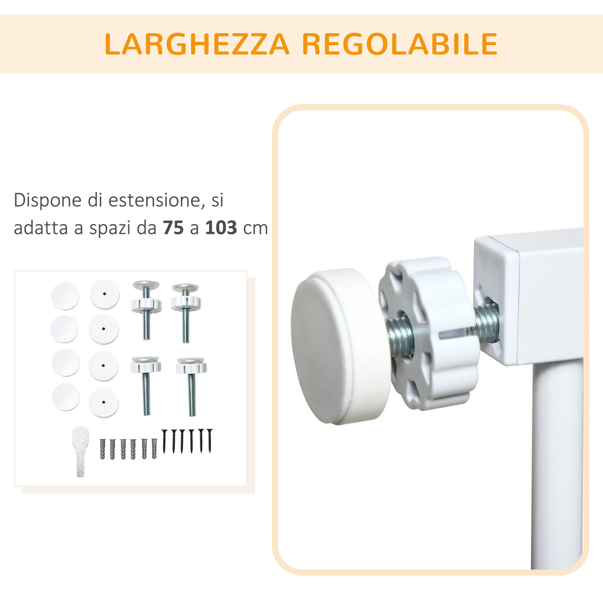 easycomfort easycomfort cancellino per cani estensibile a pressione con chiusura automatica per spazi da 75 103cm bianco