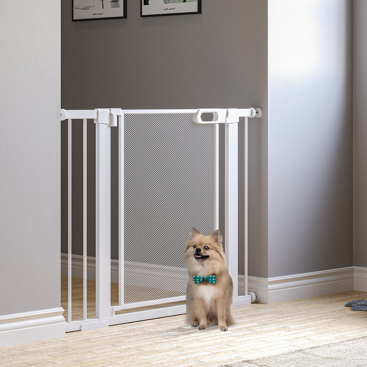 easycomfort easycomfort cancellino per cani estensibile a pressione con chiusura automatica per spazi da 75 103cm bianco