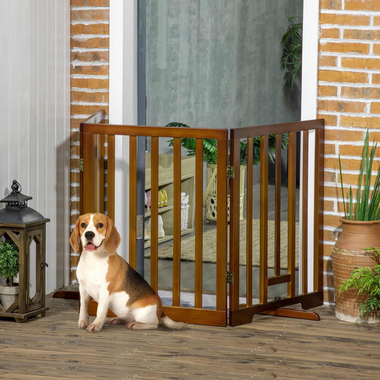 easycomfort easycomfort cancellino per cani pieghevole a 3 pannelli con piedini antiscivolo per corridoi scale e stanze in legno di pino 181x35x76 cm marrone scuro