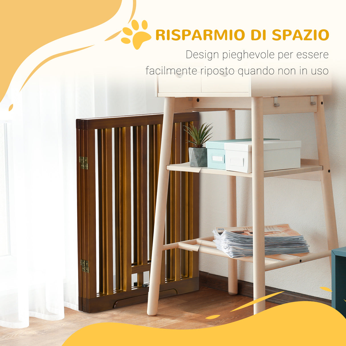 easycomfort easycomfort cancellino per cani pieghevole a 3 pannelli con piedini antiscivolo per corridoi scale e stanze in legno di pino 181x35x76 cm marrone scuro