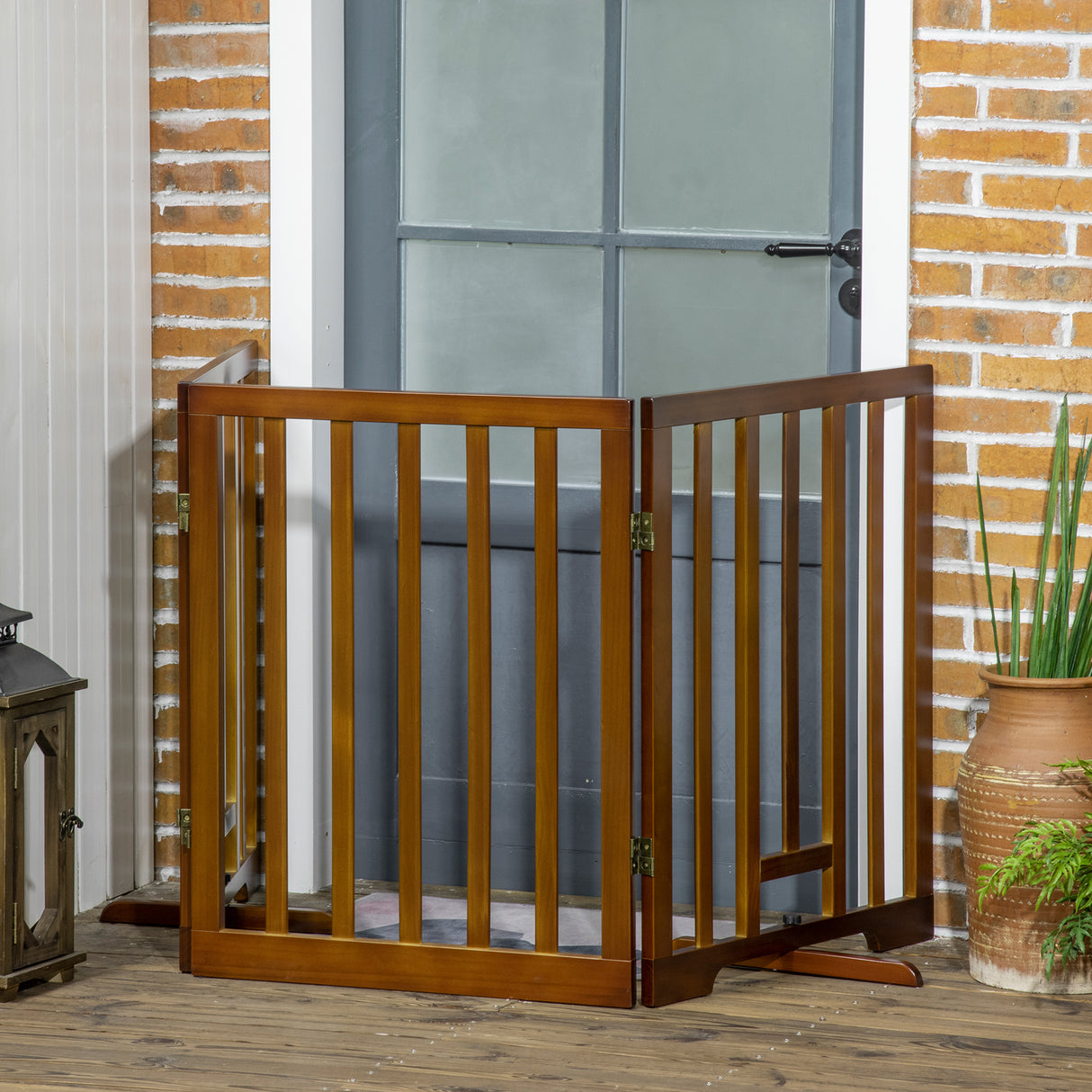 easycomfort easycomfort cancellino per cani pieghevole a 3 pannelli con piedini antiscivolo per corridoi scale e stanze in legno di pino 181x35x76 cm marrone scuro