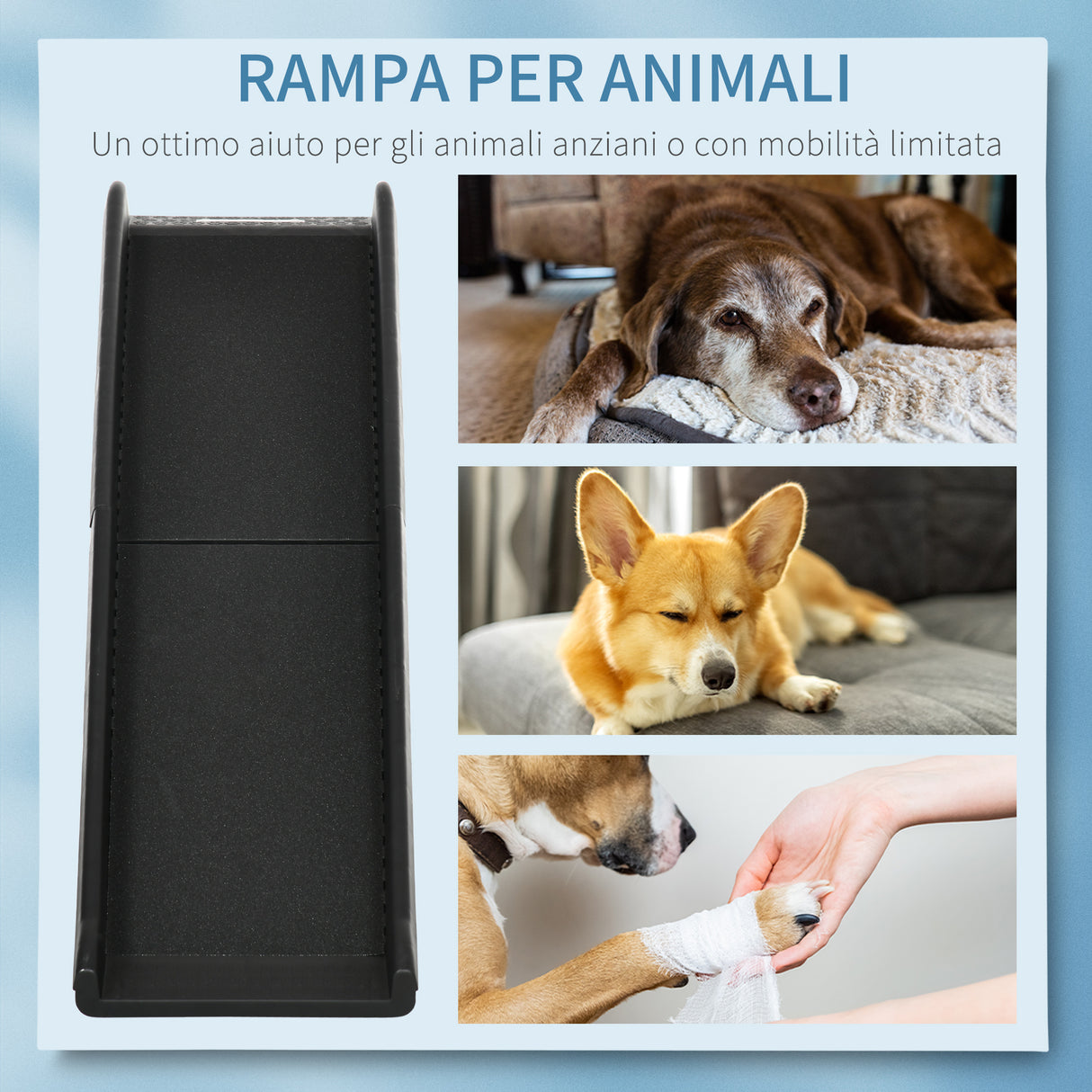 easycomfort easycomfort rampa per cani in pp con rivestimento antiscivolo per bagagliaio inferiore a 75 cm 155x39x14 cm nero