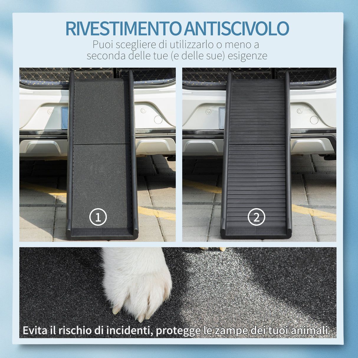easycomfort easycomfort rampa per cani in pp con rivestimento antiscivolo per bagagliaio inferiore a 75 cm 155x39x14 cm nero