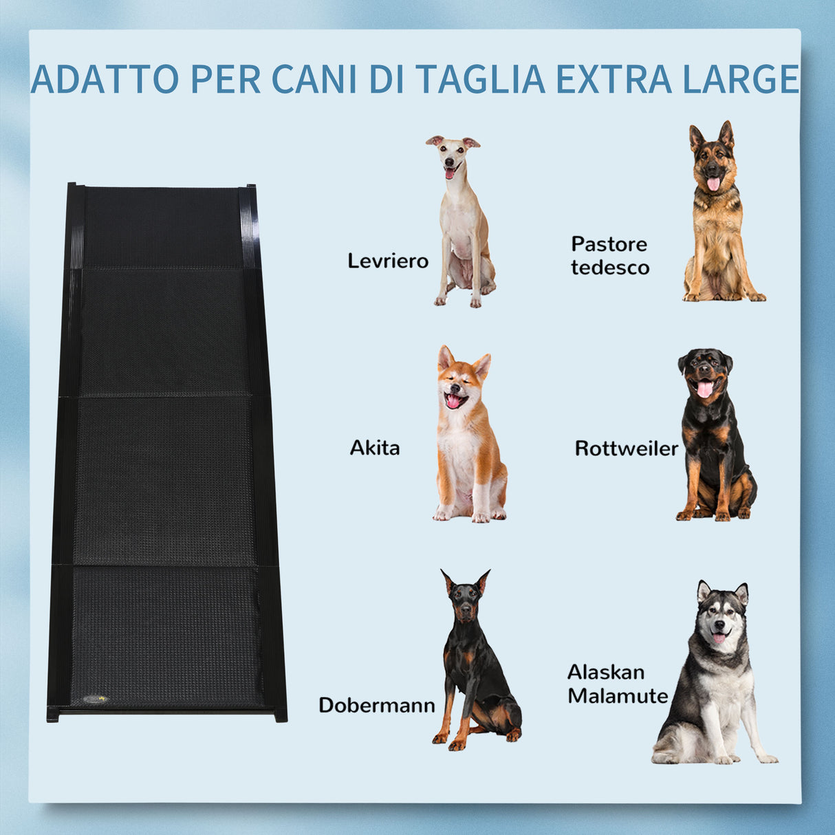 easycomfort easycomfort rampa per cani pieghevole con superficie antiscivolo in mdf e alluminio 158x43 5x2 5 cm nero
