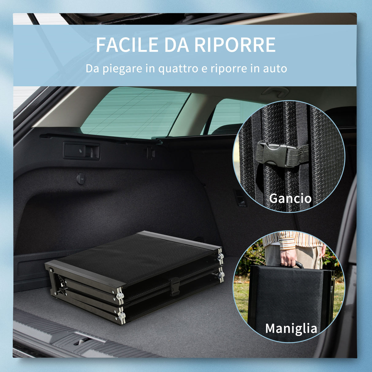 easycomfort easycomfort rampa per cani pieghevole con superficie antiscivolo in mdf e alluminio 158x43 5x2 5 cm nero
