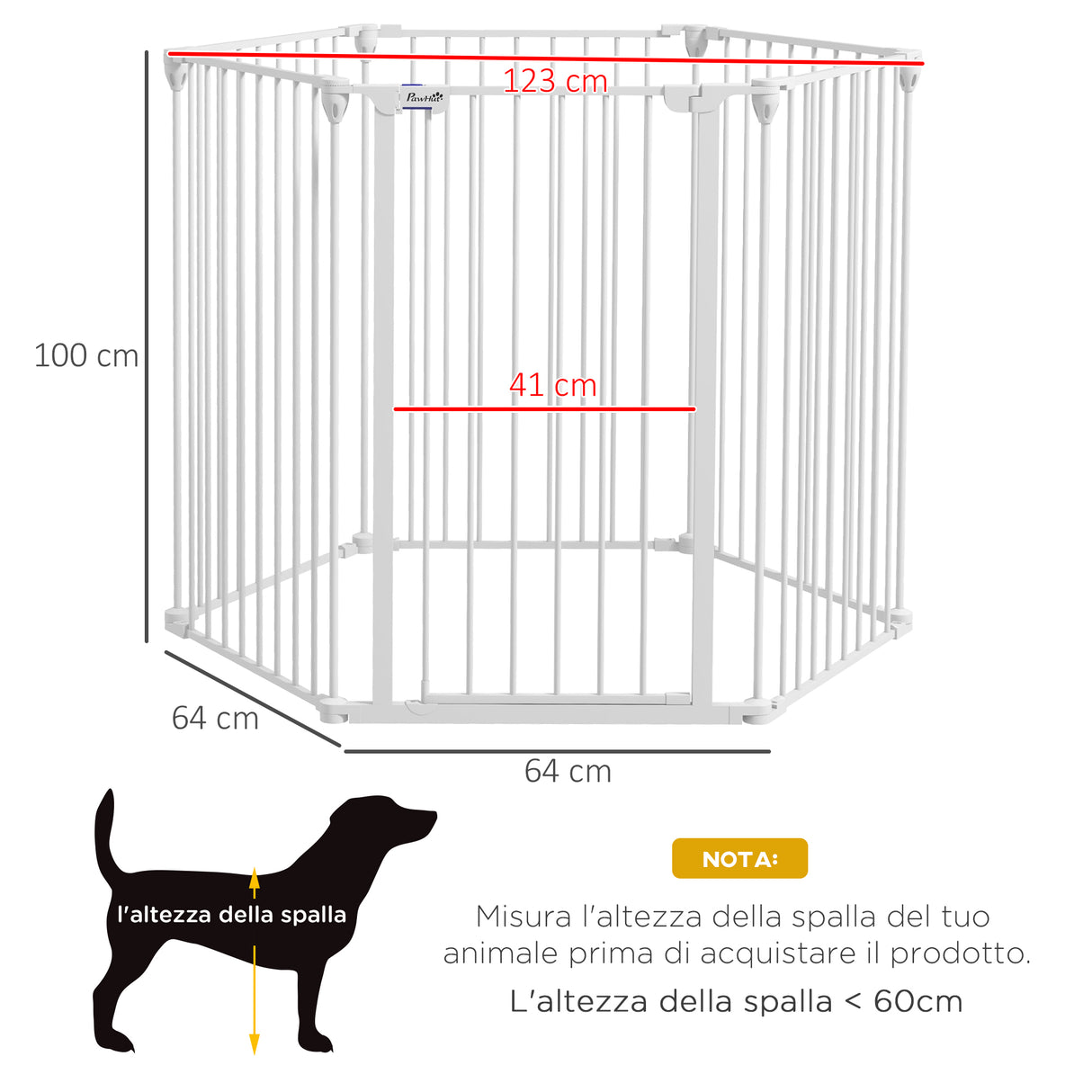 easycomfort easycomfort cancellino per cani di taglia media pieghevole a 6 pannelli in acciaio e plastica 123x102x100 cm bianco