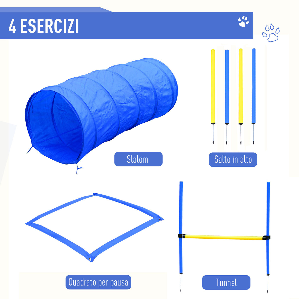 easycomfort easycomfort set agility dog per addestramento cani con slalom tunnel e ostacolo ean 8054111846578