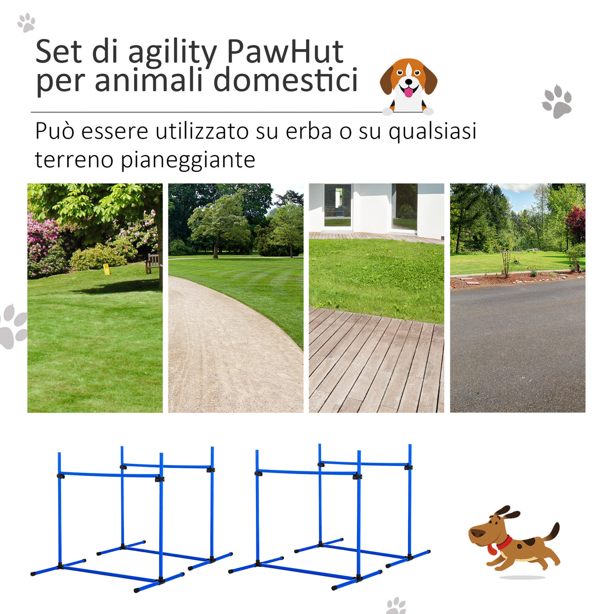 easycomfort easycomfort set di 4 ostacoli agility dog per addestramento cani ad altezza regolabile con borsa da trasporto inclusa 99x65x94cm blu