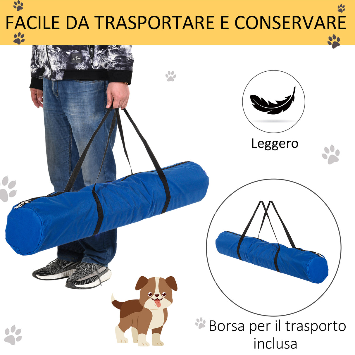 easycomfort easycomfort set di 4 ostacoli agility dog per addestramento cani ad altezza regolabile con borsa da trasporto inclusa 99x65x94cm blu