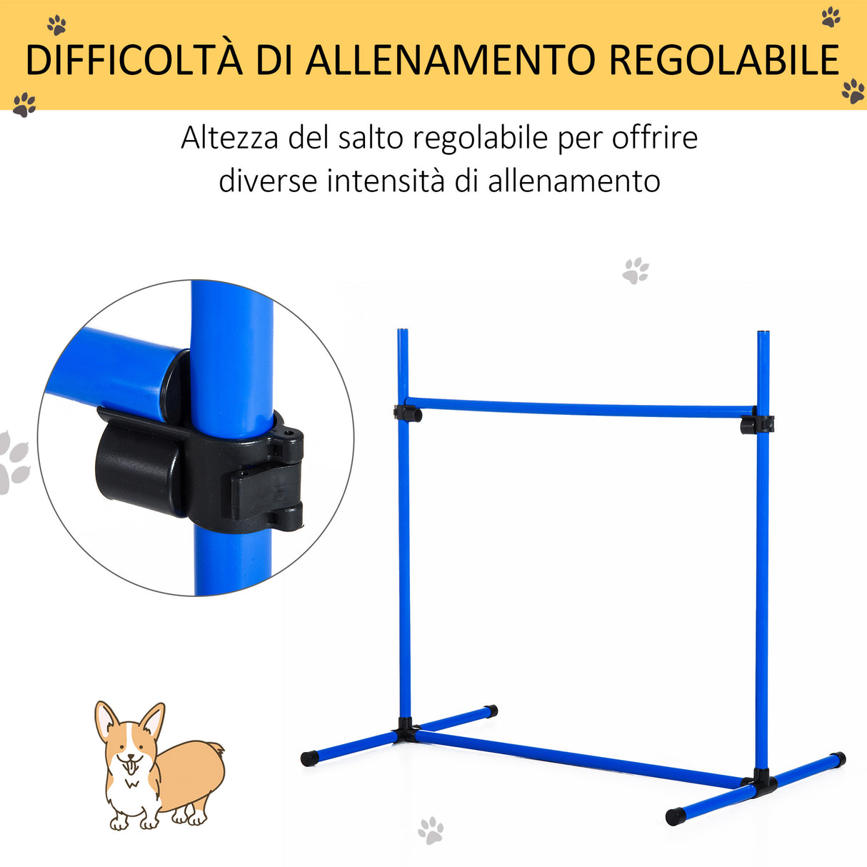 easycomfort easycomfort set di 4 ostacoli agility dog per addestramento cani ad altezza regolabile con borsa da trasporto inclusa 99x65x94cm blu