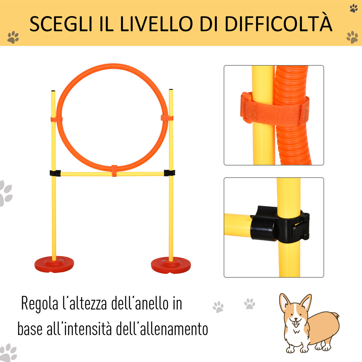 easycomfort easycomfort set agility dog con paletti ed anello regolabile per addestramento cani ean 8054111844772