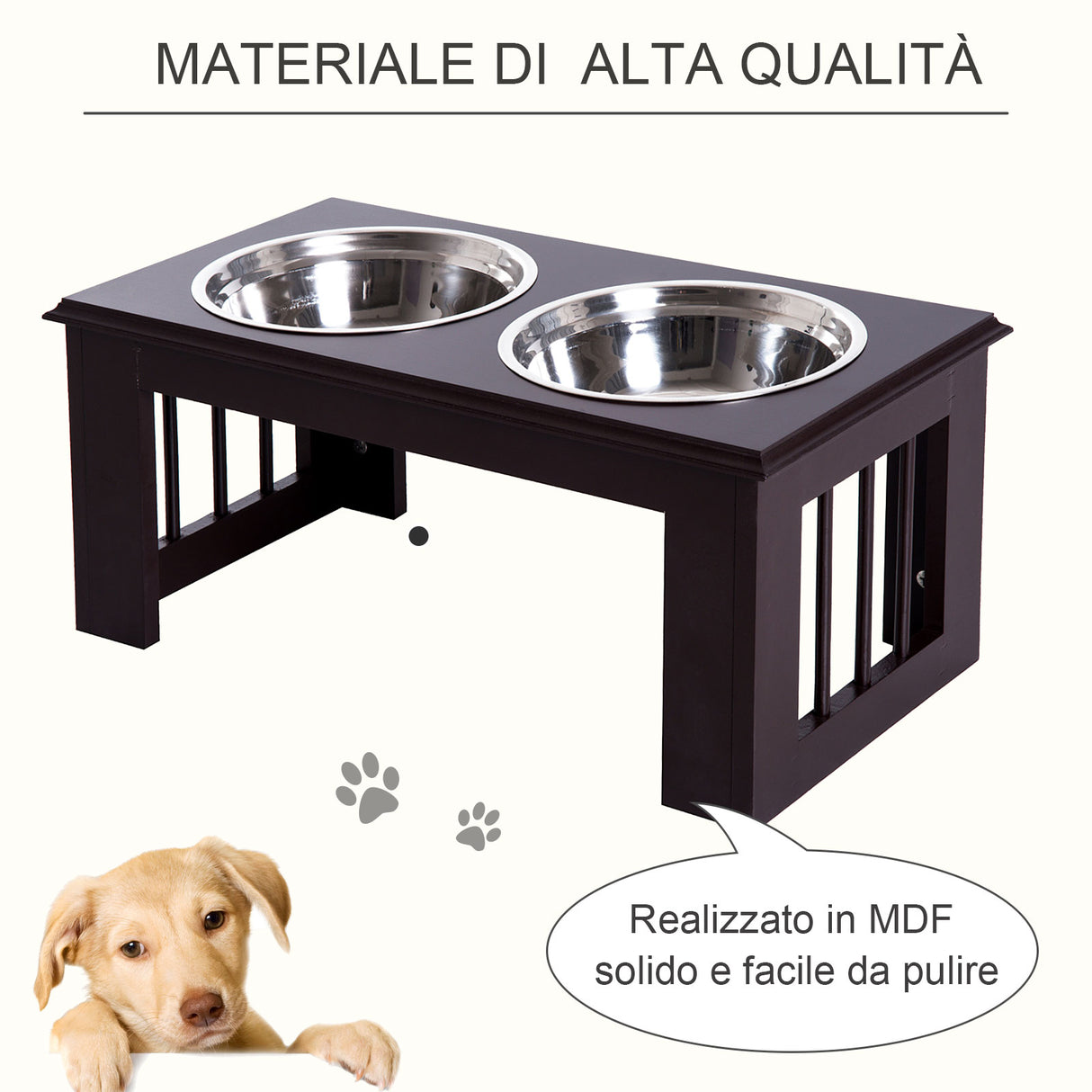 easycomfort easycomfort doppia ciotola rialzata per cani in acciaio inox e mdf 58.4x 30.5x 25.4cm ean 8054111841269