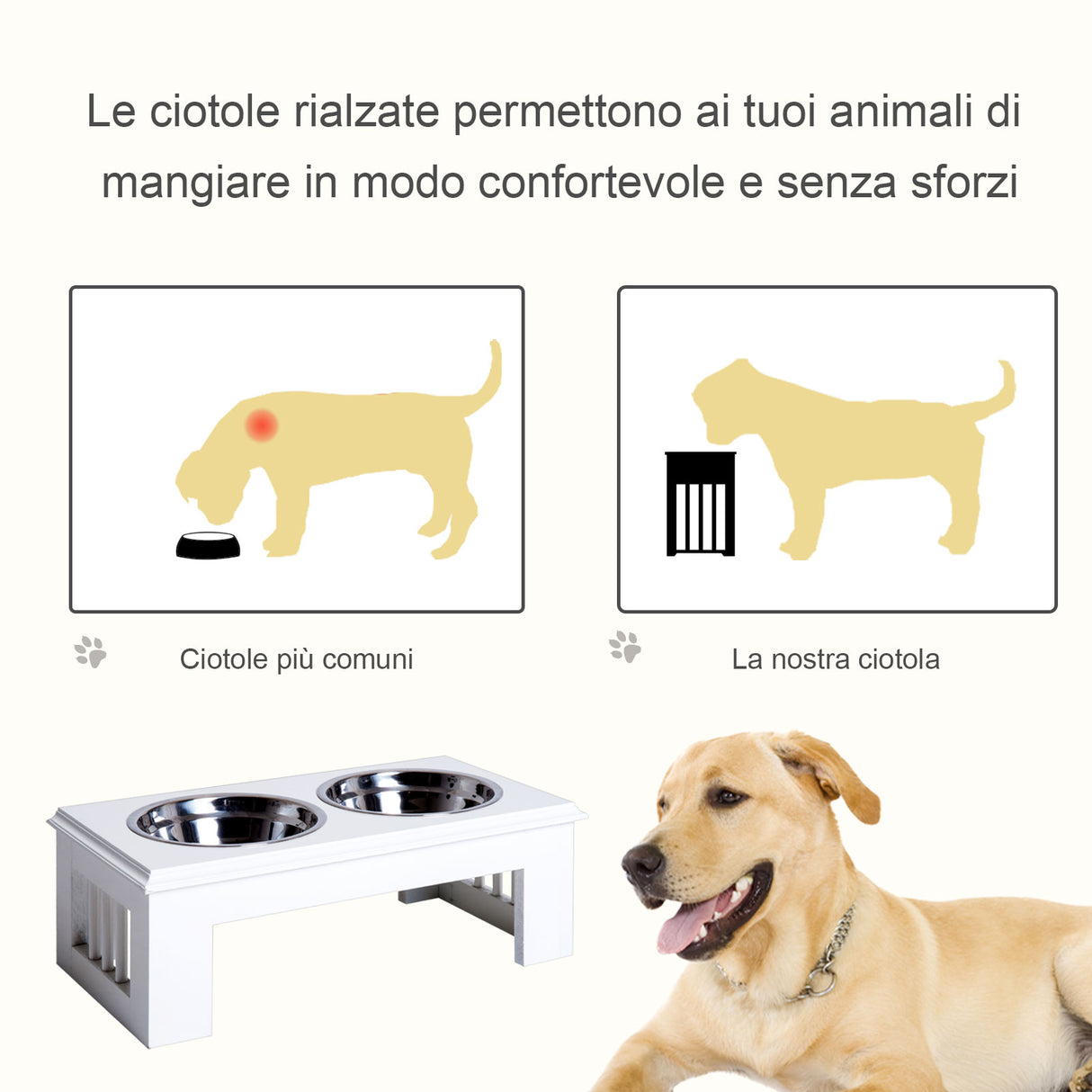 easycomfort easycomfort ciotola rialzata per cani in acciaio inossidabile 2 piatti 44x24x15cm ean 8054111840385