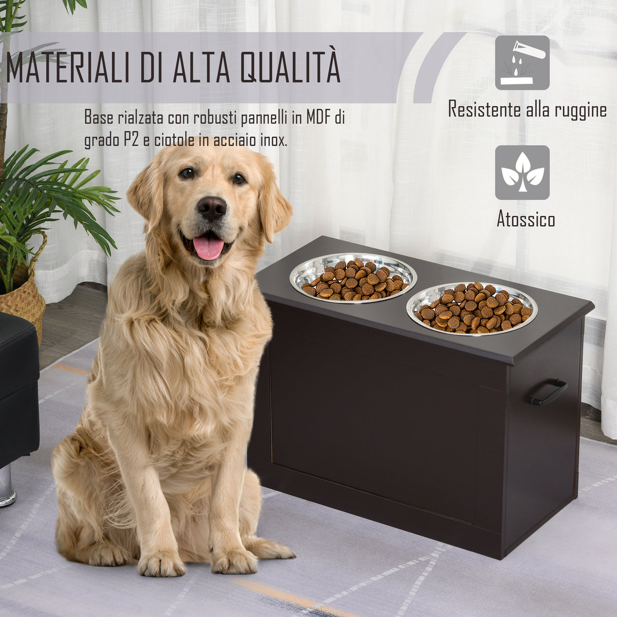 easycomfort easycomfort portaciotole rialzato per cani con 2 ciotole di 24cm in acciaio inox ean 8054144131061