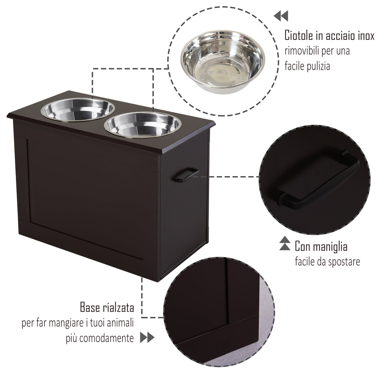 easycomfort easycomfort portaciotole rialzato per cani con 2 ciotole di 24cm in acciaio inox ean 8054144131061