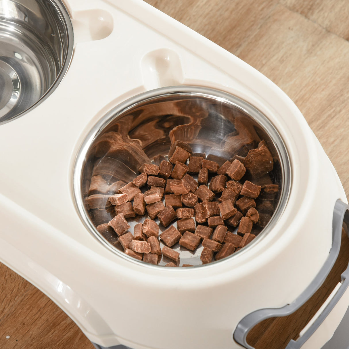 easycomfort easycomfort doppia ciotola per cani rialzata in acciaio inox e plastica e piedini antiscivolo 47x25x20cm bianco