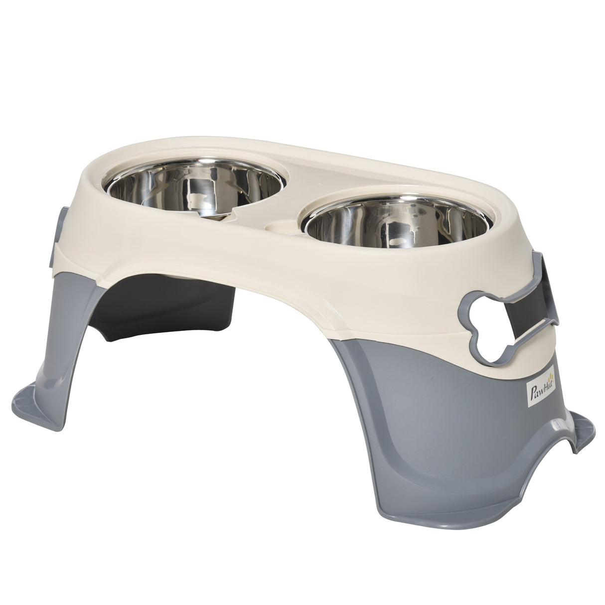 easycomfort easycomfort doppia ciotola per cani rialzata in acciaio inox e plastica e piedini antiscivolo 47x25x20cm bianco