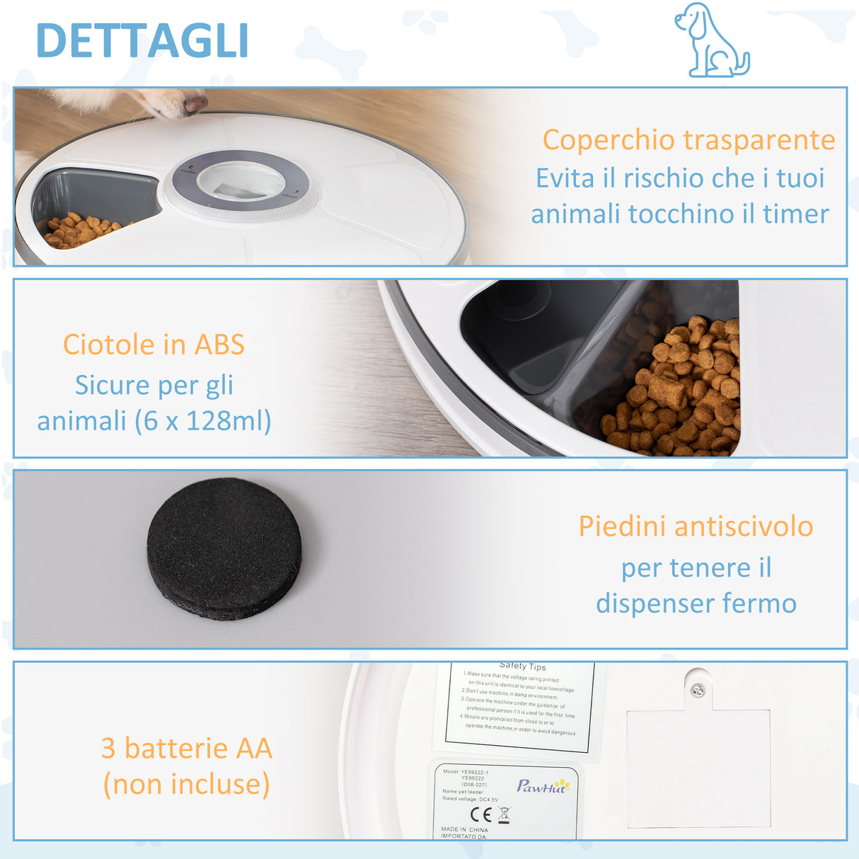 easycomfort easycomfort distributore automatico cibo cani e gatti pasti ciotole con timer e display led a batterie