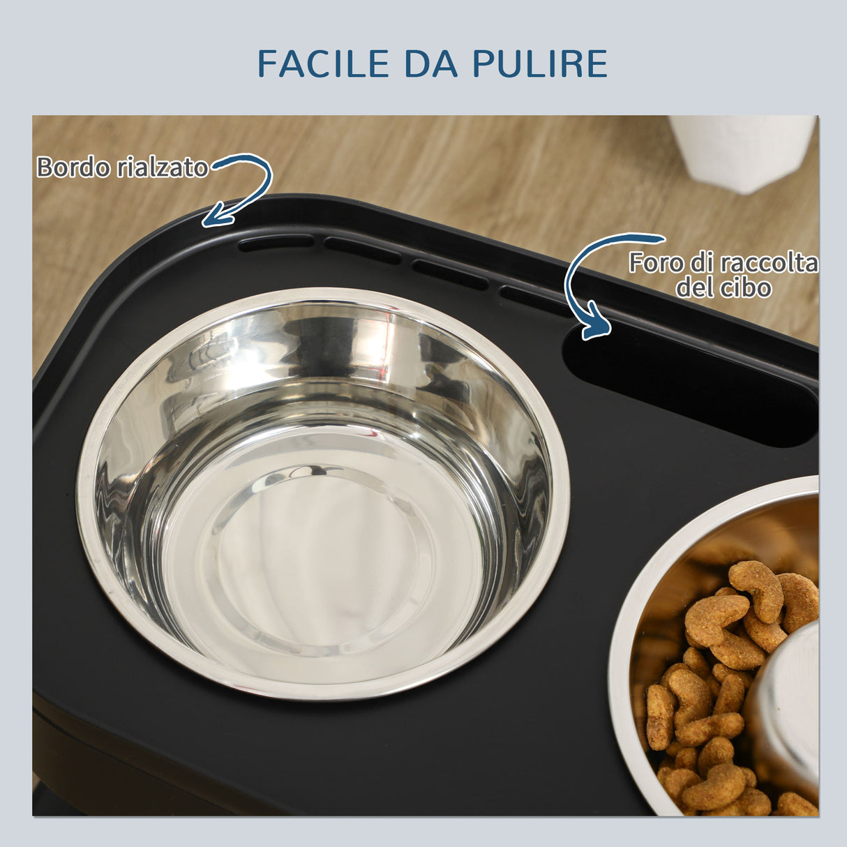 easycomfort easycomfort set di ciotole rialzate per cani in acciaio con altezza regolabile su 4 livelli nero