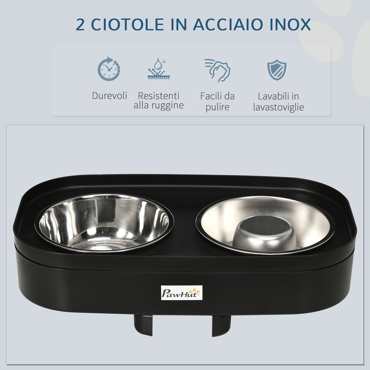 easycomfort easycomfort set di ciotole rialzate per cani in acciaio con altezza regolabile su 4 livelli nero